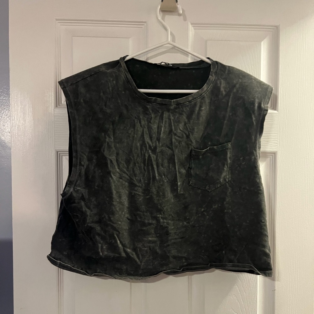TBN Cool Girl Mineral Washed Top - Charcoal (L)